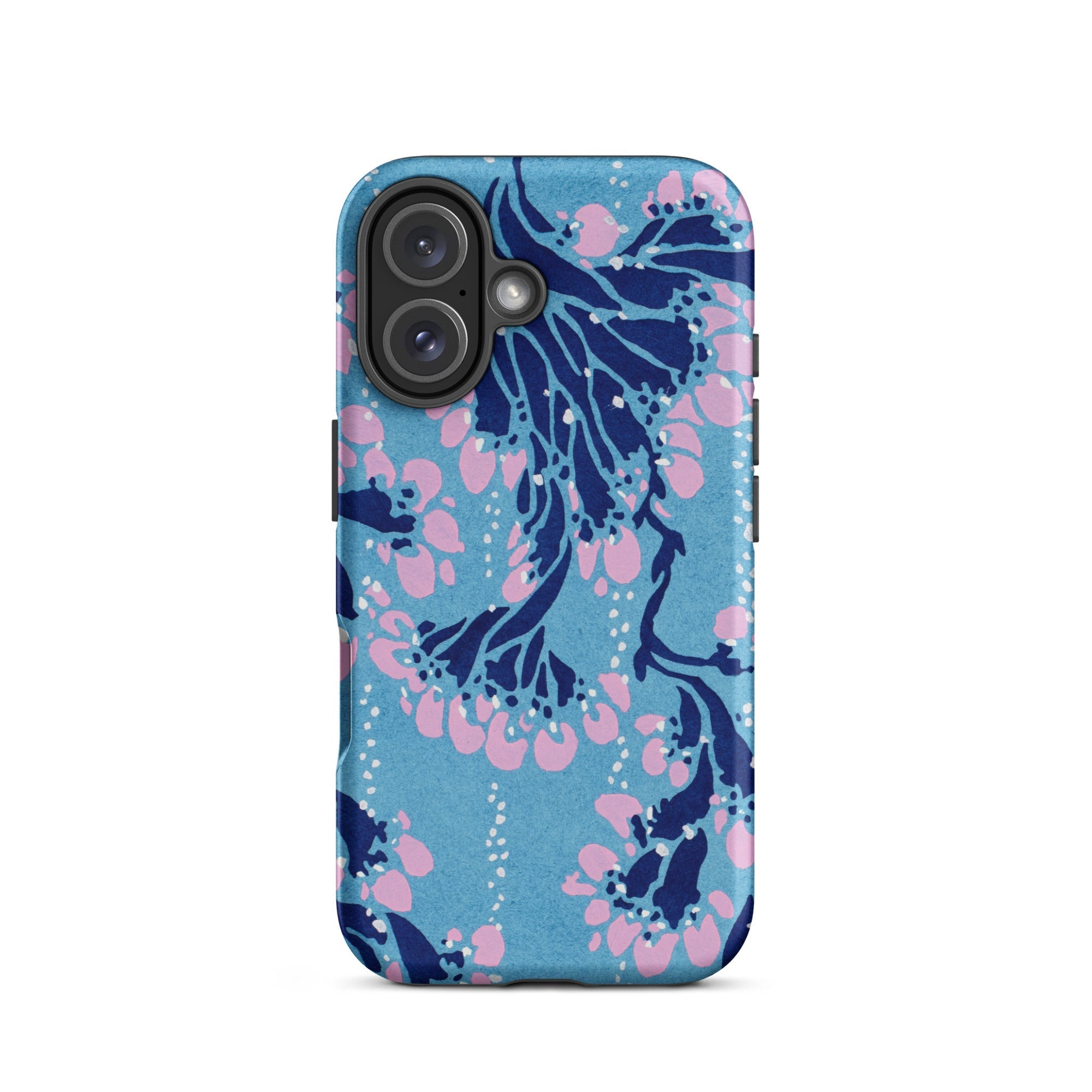Blue and Pink Pochoir Florals E.a. Seguy Iphone Case, 16 / Matte, Blue Phone Case Floral Design