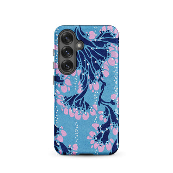 Blue and Pink Pochoir Florals - E.a. Seguy Phone Case, Samsung Galaxy S25 / Matte, Mobile Cases, Toby Leon