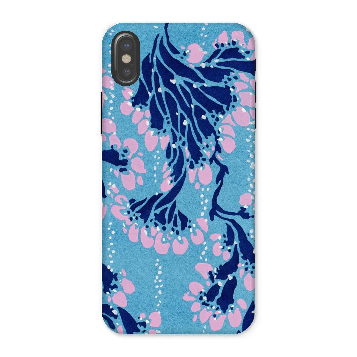 Blue and Pink Pochoir Florals - E.a. Seguy Iphone Case, x / Matte, Phone Case Navy Blue Pink Floral Pattern Turquoise
