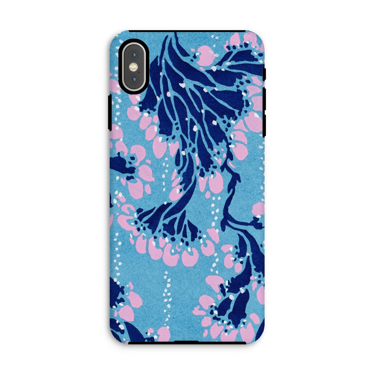 Blue and Pink Pochoir Florals E.a. Seguy Iphone Case, Xs Max / Matte, Phone Case Blue Pink Floral Pattern