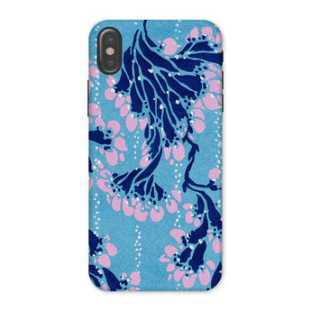 Blue and Pink Pochoir Florals - E.a. Seguy Phone Case Iphone x / Matte Phone Case Navy Blue Pink Floral Pattern Turquoise Indigo Blooms