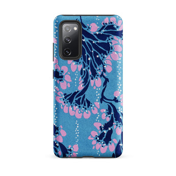Blue and Pink Pochoir Florals - E.a. Seguy Phone Case Samsung Galaxy S20 Fe / Matte Vibrant Blue Phone Case Adorned Delicate Pattern Pink