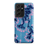 Blue and Pink Pochoir Florals - E.a. Seguy Phone Case Samsung Galaxy S21 Ultra / Matte Vibrant Blue Phone Case Adorned Delicate Pattern