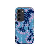Blue and Pink Pochoir Florals - E.a. Seguy Phone Case Samsung Galaxy S23 / Matte Vibrant Blue Phone Case Adorned Delicate Pattern Pink
