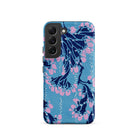 Blue and Pink Pochoir Florals E.a. Seguy Samsung Case, Galaxy S22 / Matte, Blue Phone Case Navy Pink Floral Pattern