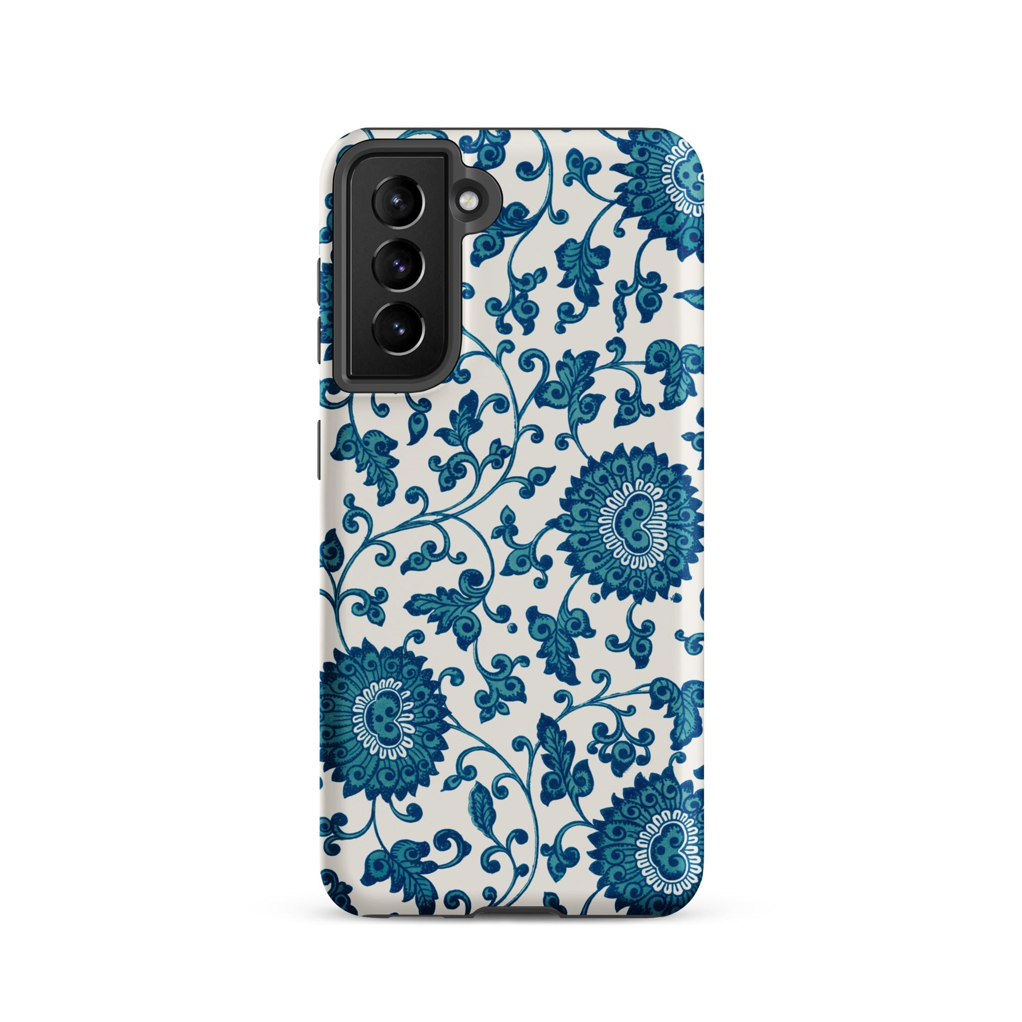 Blue and White Floral Pattern Owen Jones Samsung Case, Galaxy S21 / Matte, White Smartphone Case Blue Floral Pattern