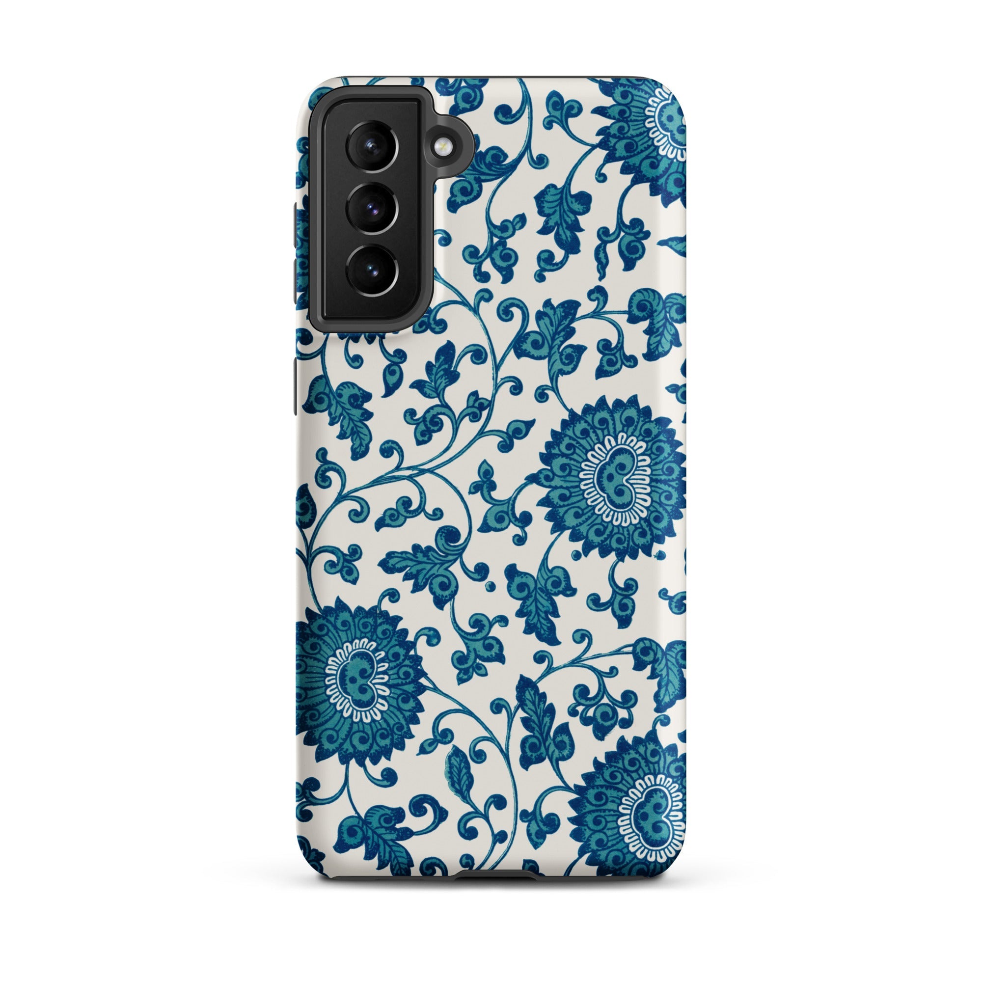 Blue and White Floral Pattern Owen Jones Samsung Case, Galaxy S21 Plus / Matte, White Smartphone Case Blue Floral Pattern