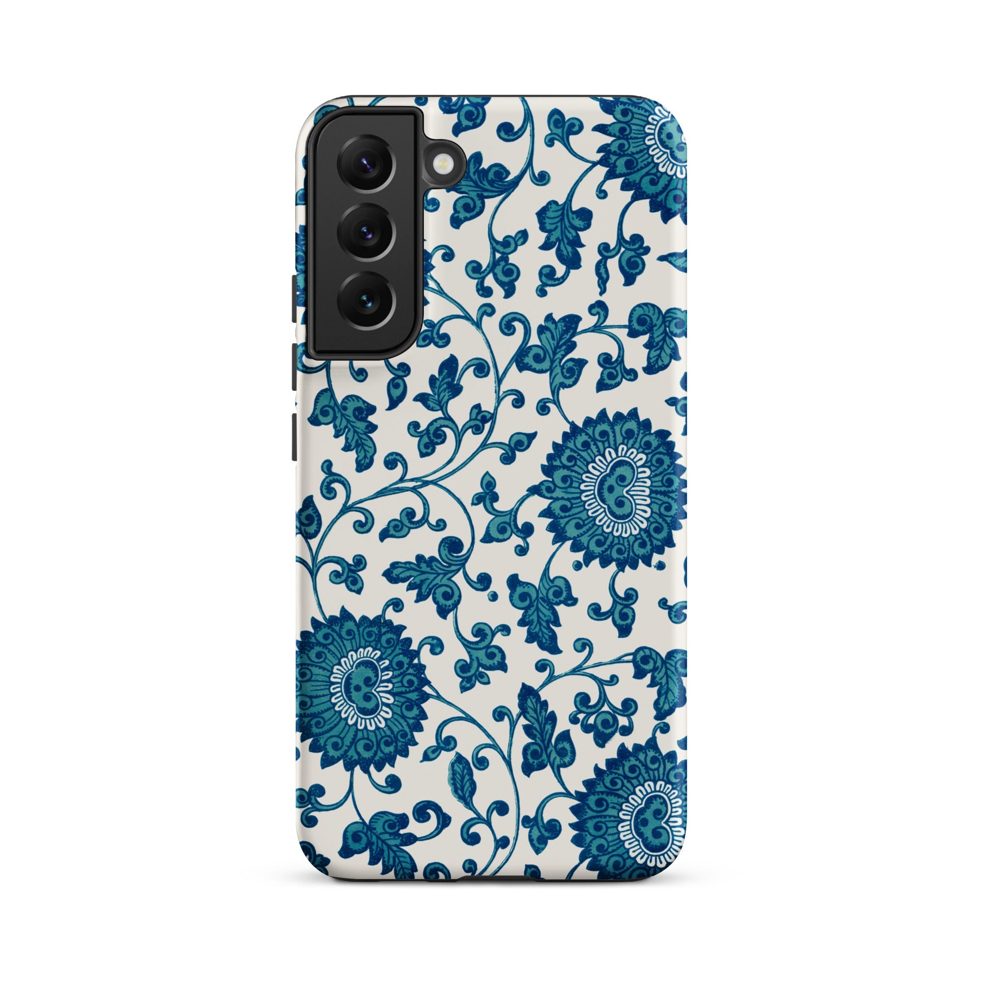 Blue and White Floral Pattern Owen Jones Samsung Case, Galaxy S22 Plus / Matte, Smartphone Case Blue White Floral Pattern