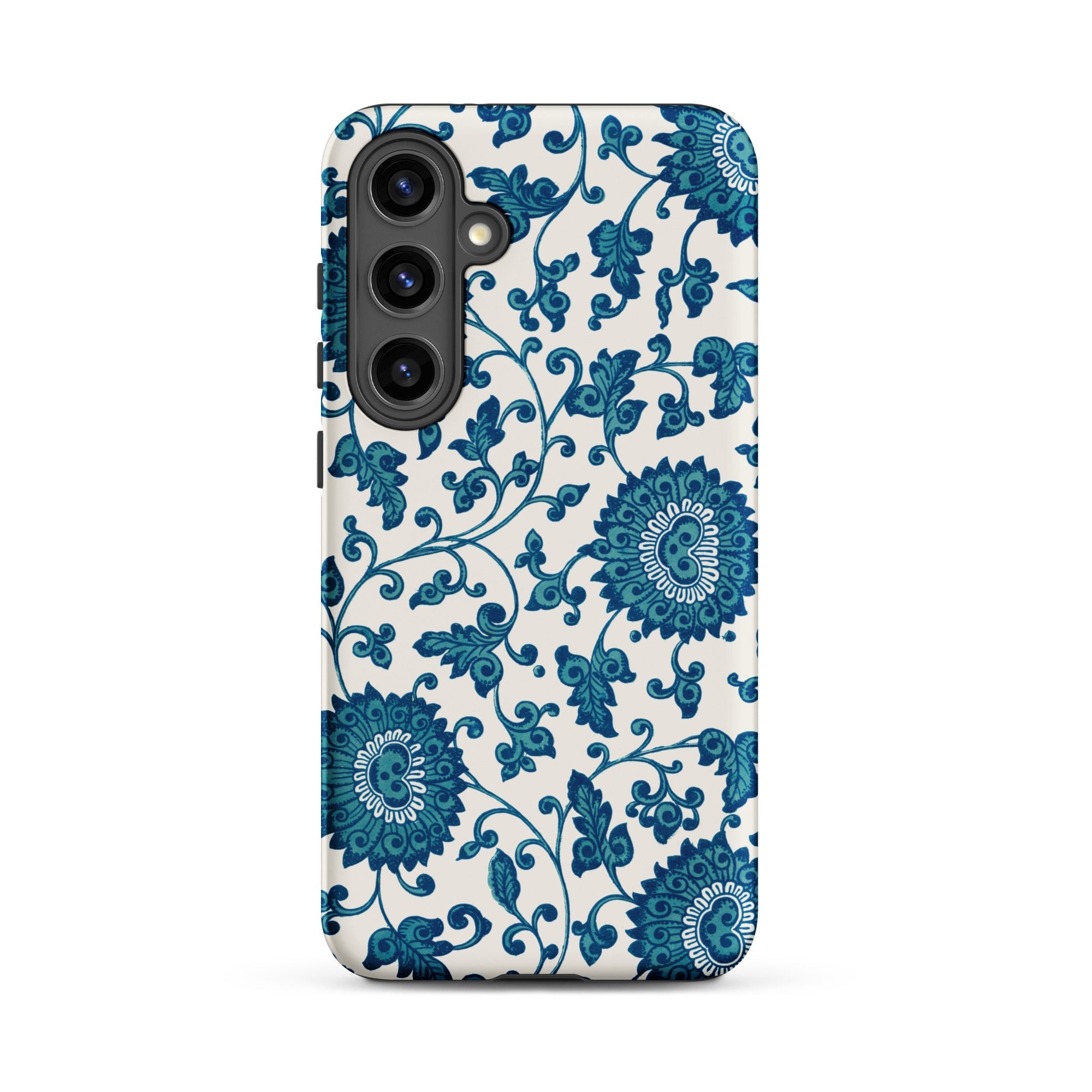 Blue and White Floral Pattern Owen Jones Samsung Case, Galaxy S24 Plus / Matte, White Blue Floral Pattern Phone Case