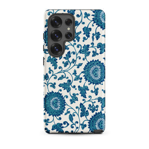 Blue and White Floral Pattern - Owen Jones Samsung Case, Galaxy S25 Ultra / Matte, Smartphone Blue White Floral Patterned Case