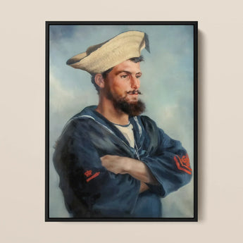 Bluejacket Hms ?Comus’ - Attributed to Louise Caroline Alberta Art Print / Canvas Framed Oil Painting Bearded Sailor Navy Blue Uniform Hms C