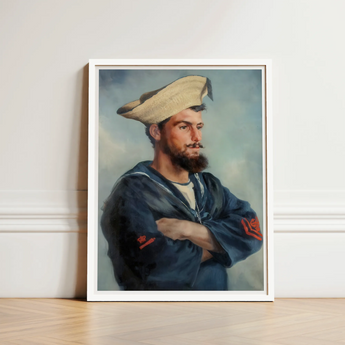 Bluejacket Hms ?Comus’ - Attributed to Louise Caroline Alberta Art Print / Canvas Framed Portrait Bearded Man Navy Attire Arms Crossed Comus,