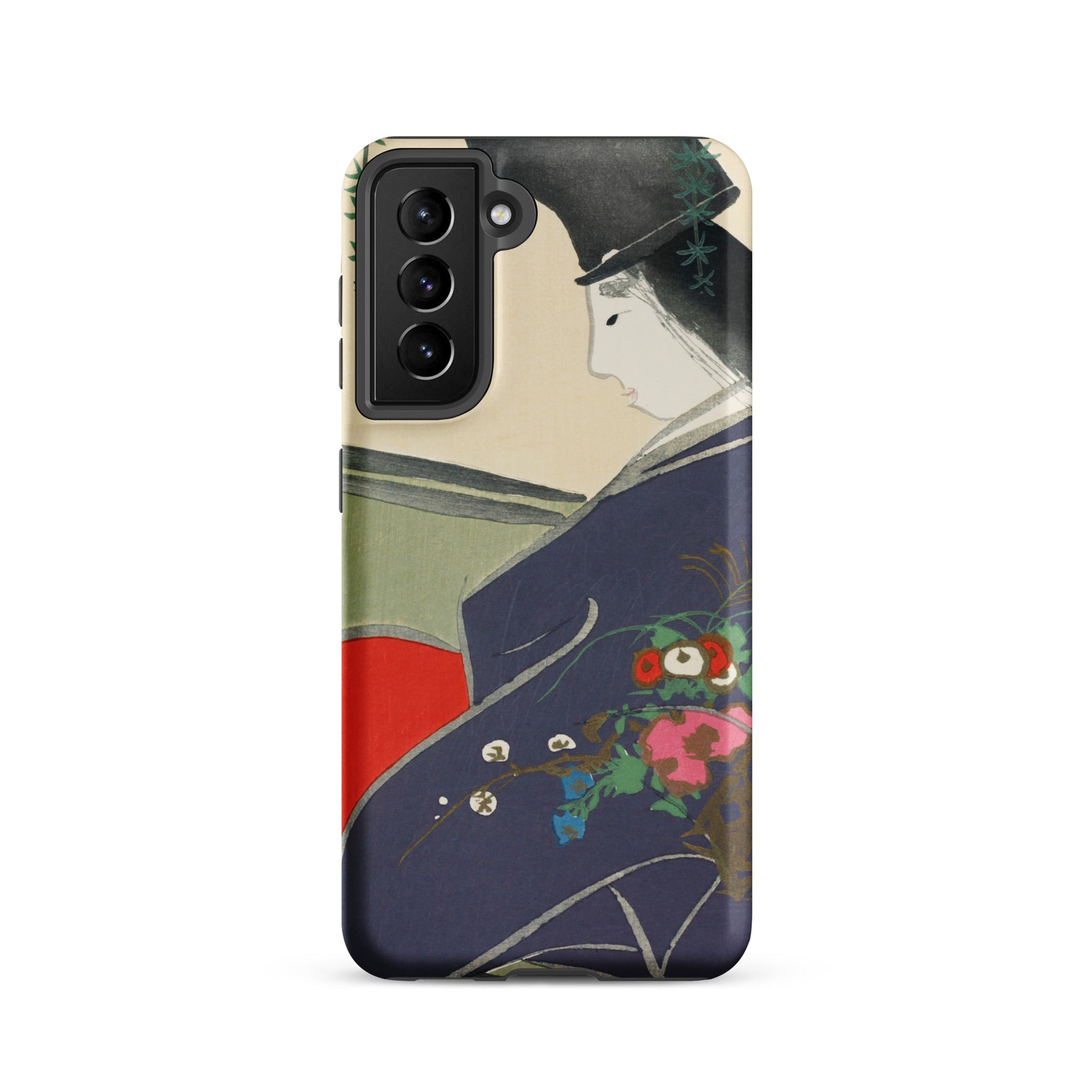 Boat from Momoyugosa Kamisaka Sekka Samsung Case, Galaxy S21 / Matte, Black Phone Case Stylized Japanese Painting Woman Traditional
