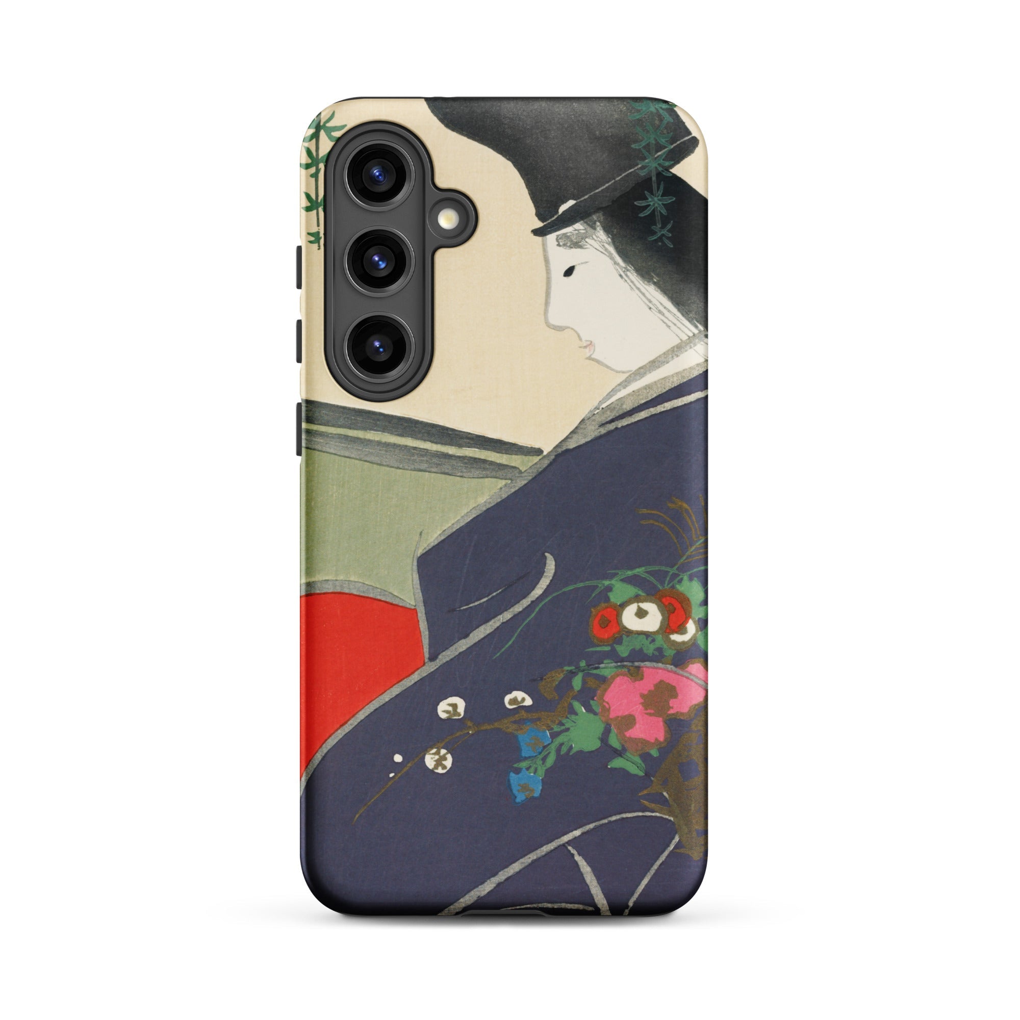 Boat from Momoyugosa Kamisaka Sekka Samsung Case, Galaxy S24 Plus / Matte, Smartphone Case Traditional Japanese Art Design Woman Dark