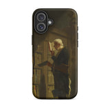 The Bookworm - Carl Spitzweg Iphone Case, 16 Plus / Matte, Black Smartphone Case Elderly Man Book Library