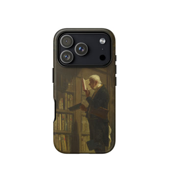 The Bookworm - Carl Spitzweg Phone Case Iphone 17 Pro / Matte Iphone 12 Pro Max Case Black Gold Design Carl Spitzweg Iphone, Pocket-sized