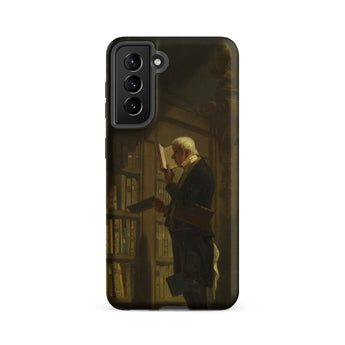 The Bookworm - Carl Spitzweg Samsung Case, Galaxy S21 Fe / Matte, Black Smartphone Case Classical Painting Man Book