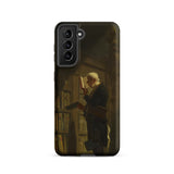 The Bookworm - Carl Spitzweg Samsung Case, Galaxy S21 / Matte, Black Samsung Galaxy Smartphone Case Man Library Design