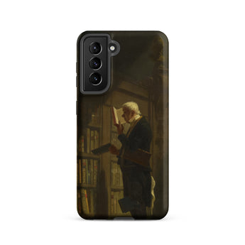 The Bookworm - Carl Spitzweg Samsung Case, Galaxy S21 / Matte, Black Samsung Galaxy Smartphone Case Man Library Design