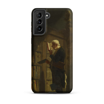 The Bookworm - Carl Spitzweg Samsung Case, Galaxy S21 Plus / Matte, Smartphone Dark-toned Case Classical Painting Man Library