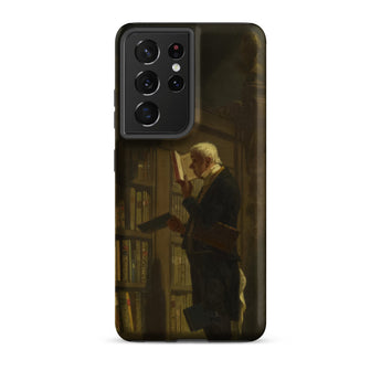 The Bookworm - Carl Spitzweg Samsung Case, Galaxy S21 Ultra / Matte, Black Smartphone Case Classical Painting Man Library