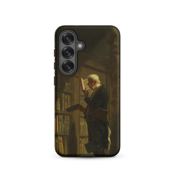 The Bookworm - Carl Spitzweg Samsung Case, Galaxy S25 / Matte, Black Smartphone Case Painting Man Library