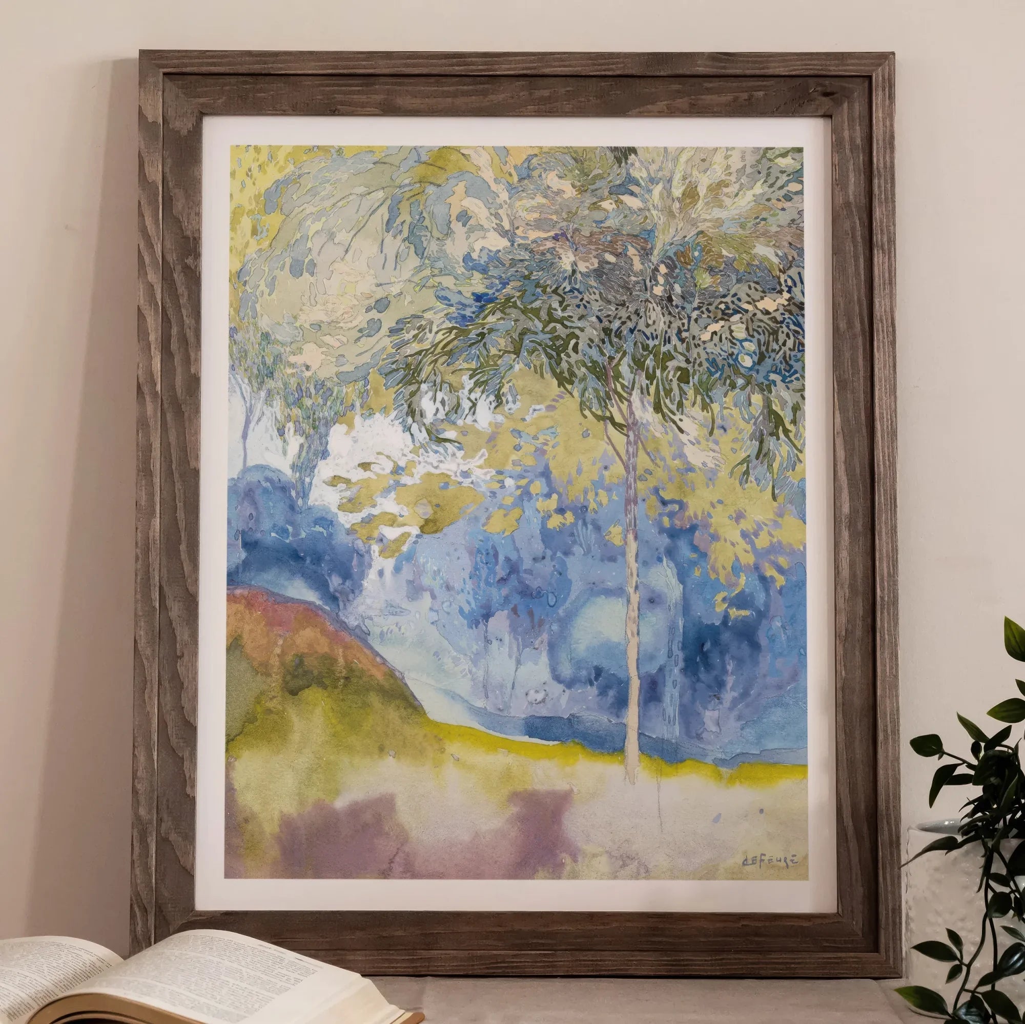 Boomrijk Landscape - Georges De Feure Art Nouveau Print, 11x14’’ / 28x36cm / Unframed, Framed Abstract Landscape Painting Blue Yellow Green