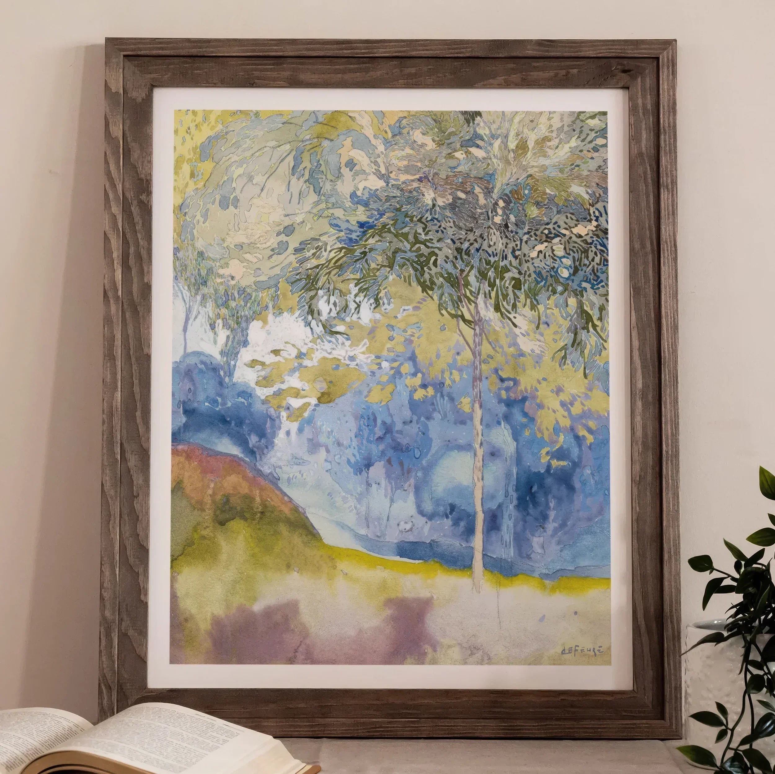 Boomrijk Landscape Georges De Feure Art Nouveau Print, 11x14’’ / 28x36cm / Unframed, Framed Abstract Landscape Painting Blue Yellow Green