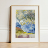 Boomrijk Landscape - Georges De Feure Art Nouveau Print / Canvas Framed Watercolor Landscape Painting Soft Blue Green Yellow Feure’s