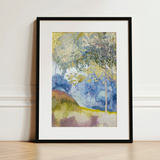 Boomrijk Landscape - Georges De Feure Art Nouveau Print / Canvas Framed Watercolor Painting Trees Hills Soft Blues Yellows Feure’s Boomrijk