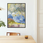 Boomrijk Landscape - Georges De Feure Framed Canvas, Abstract Watercolor Painting Blue Yellow Purple Tones Black