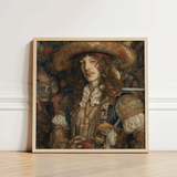 Framed Portrait Man Ornate 17th-century Attire Intricate Gold Gay Renaissance Cowboy, Art, Print