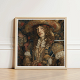 Framed Portrait Man Ornate Historical Attire Intricate Gold Gay Renaissance Cowboy, Art, Print