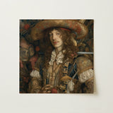 Botticelli’s Outlaw - Gay Renaissance Cowboy Art Print / Canvas Square Canvas Print Portrait Man Ornate 17th-century Attire Gay Renaissance