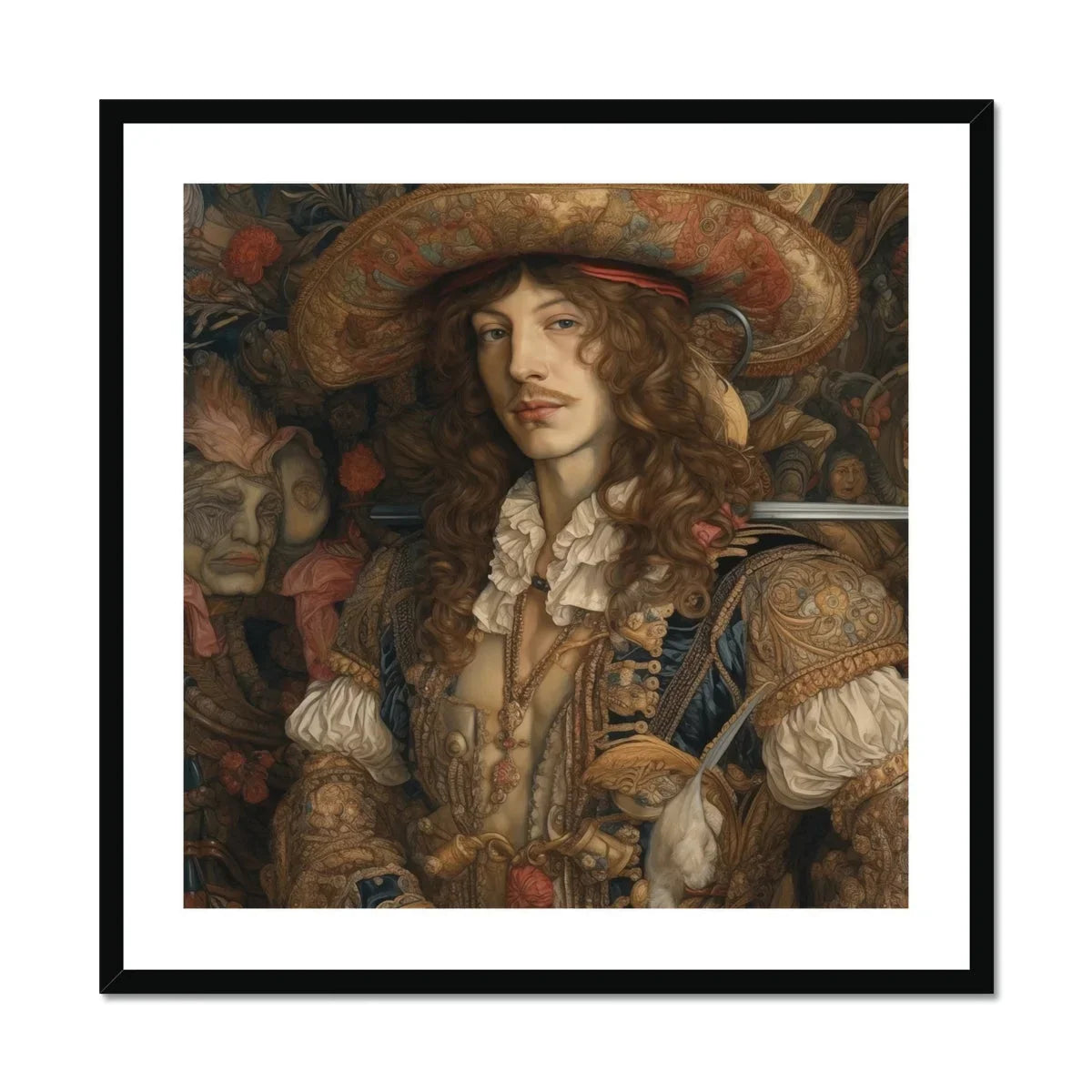 Botticelli’s Outlaw - Gay Renaissance Cowboy Art Print, Framed Portrait Man Renaissance Attire