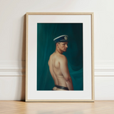 Bottoms Up - Gay Mexican Sailor Art Print / Canvas, 12x16’’ / 31x41cm / Natural Frame / Matboard, Posters Prints & Visual Artwork, Toby Leon