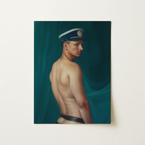Bottoms Up - Gay Mexican Sailor Art Print / Canvas, 12x16’’ / 31x41cm / Unframed / no Border, Posters Prints & Visual Artwork, Toby Leon