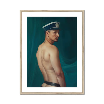 Bottoms Up - Gay Mexican Sailor Art Print, Shirtless Figure Sailor’s Cap Poses Profile View