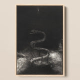 And Bound Him a Thousand Years - Odilon Redon Art Print / Canvas Framed Black-and-white Charcoal Serpentine Figure Intricate Textured Lines