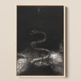 And Bound Him a Thousand Years - Odilon Redon Framed Canvas, 12x18’’ / 31x46cm / Natural Floating Frame, Painting Coiled Chained Serpent