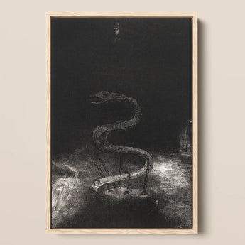 And Bound Him a Thousand Years - Odilon Redon Framed Canvas, 12x18’’ / 31x46cm / Natural Floating Frame, Painting Coiled Chained Serpent