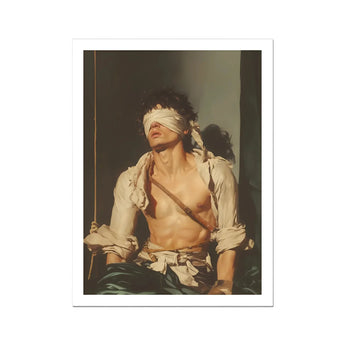 Boundless - Neoclassical Bondage Homoerotica Art Print, Blindfolded Man Classical Painting Style