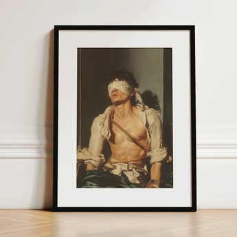 Boundless - Neoclassical Bondage Homoerotica Art Print / Canvas, 12x16’’ / 31x41cm / Black Frame / Matboard, Posters Prints & Visual
