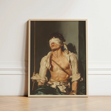 Framed Art Print Muscular Man Dark Curly Hair Neoclassical Homoeroticism Meets Quiet Defiance, Bondage Homoerotica
