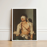 Framed Art Print Muscular Man Dark Curly Hair Neoclassical Homoeroticism Meets Quiet Defiance, Bondage Homoerotica
