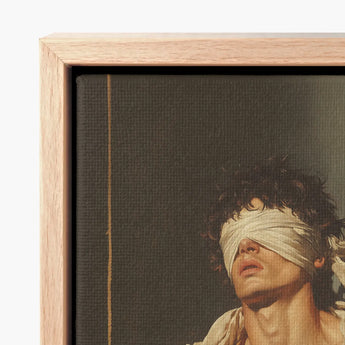 Framed Canvas Print Figure Dark Curly Hair Eyes Neoclassical Homoeroticism Meets Quiet Defiance, Bondage Homoerotica, Art