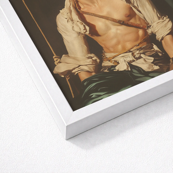 Framed Reproduction Classical Painting Muscular Man Draped Light-colored Neoclassical Homoeroticism Meets Quiet Defiance, Bondage