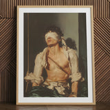 Boundless - Neoclassical Bondage Homoerotica Art Print / Canvas Wooden Framed Poster Blindfolded Man White Brown Attire Neoclassical