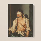 Boundless - Neoclassical Bondage Homoerotica Framed Canvas, 12x16’’ / 31x41cm / White Floating Frame, Framed Painting Blindfolded Man