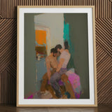 Bounty - Grungy Gay Romance Art Print / Canvas Framed Abstract Painting Bold Brushstrokes Muted Tones Accented Grungy Gay Romance, Romance